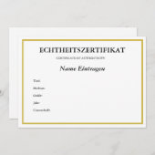 Duits ECHTHEITSZERTIFIKAT-echtheidscertificaat Feestdagenkaart (Voorkant / Achterkant)