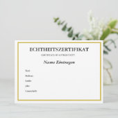 Duits ECHTHEITSZERTIFIKAT-echtheidscertificaat Feestdagenkaart (Staand voorkant)