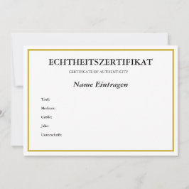 Duits ECHTHEITSZERTIFIKAT-echtheidscertificaat Feestdagenkaart