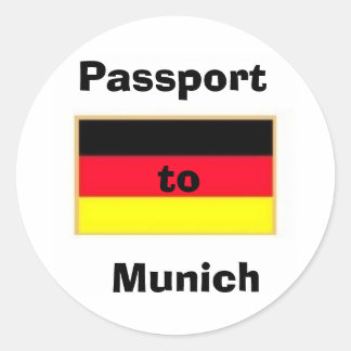 duits_flag_stickers, Paspoort naar München Ronde Sticker