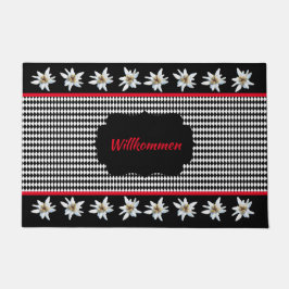 Duits Geïnspireerd zwart gecheckt met Edelweiss-de Deurmat