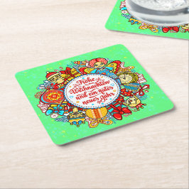 Duits Gelukkig Kerstfeest en gelukkig nieuwjaar Kartonnen Onderzetters