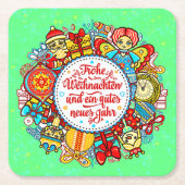 Duits Gelukkig Kerstfeest en gelukkig nieuwjaar Kartonnen Onderzetters (Voorkant)