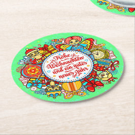 Duits Gelukkig Kerstfeest en gelukkig nieuwjaar Ronde Kartonnen Onderzetter