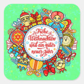 Duits Gelukkig Kerstfeest en gelukkig nieuwjaar Vierkante Sticker (Voorkant)