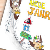 Duits Gelukkig Nieuwjaar GUTEN RUTSCH briefkaart