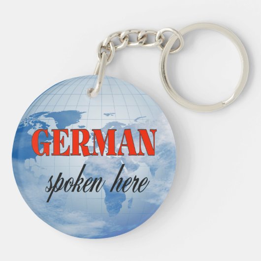 Duits gesproken hier troebele aarde sleutelhanger (Achterkant)