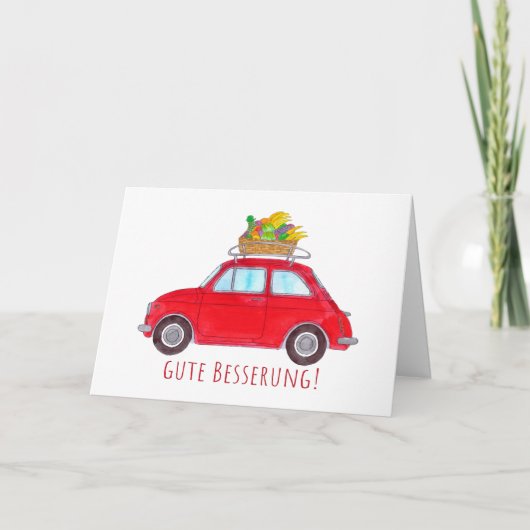 Duits haal goed Red Retro Fiat 500 Kaart (Voorkant)
