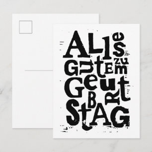 Duits "Happy Birthday" Lino Print Briefkaart