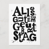 Duits "Happy Birthday" Lino Print Briefkaart (Voorkant)