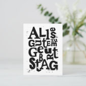 Duits "Happy Birthday" Lino Print Briefkaart (Staand voorkant)