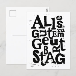 Duits "Happy Birthday" Lino Print Briefkaart