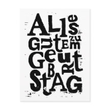 Duits "Happy Birthday" Lino Print Briefkaart