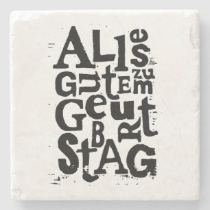 Duits "Happy Birthday" Lino Print Stone Onderzette Stenen Onderzetter