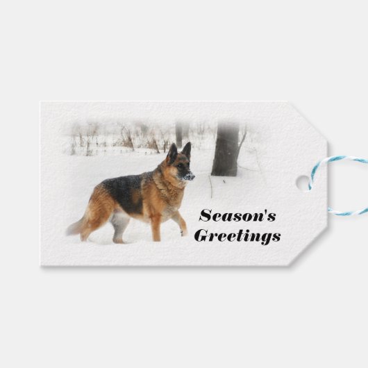 Duits Herder Holiday Gift Label Cadeaulabel (Voorkant (Horizontaal))