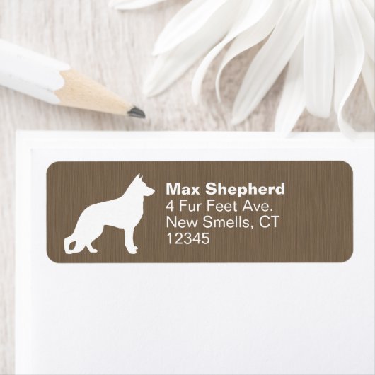 Duits Herder Hond Silhouet Retouradres Etiket (Insitu)