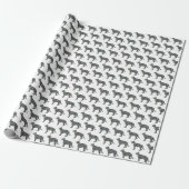 Duits Herder Hond Silhouet Y & B Grid Wit Gift Cadeaupapier (Uitgerold)