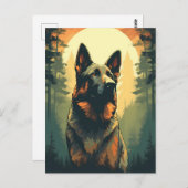 Duits-Herder in het bos tijdens zonsondergang Briefkaart (Voorkant / Achterkant)