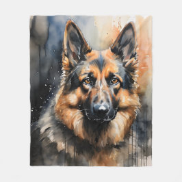 Duits herder inkt portret fleece deken