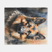 Duits herder inkt portret fleece deken (Voorkant (Horizontaal))