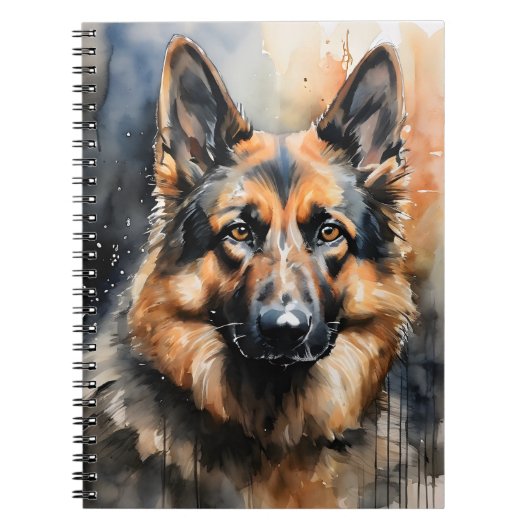 Duits herder inkt portret notitieboek (Voorkant)