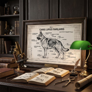 Duits Herderhond Blauwdruk Poster