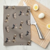 Duits herderpatroon (bruin) theedoek (Quarter Fold)