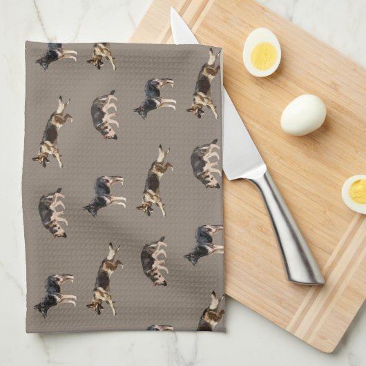 Duits herderpatroon (bruin) theedoek (Quarter Fold)