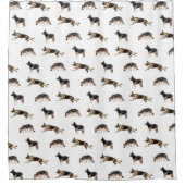 Duits herderpatroon (wit) douchegordijn (Voorkant)