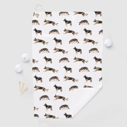 Duits herderpatroon (wit) golfhanddoek (Insitu)