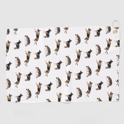 Duits herderpatroon (wit) golfhanddoek (Horizontaal)