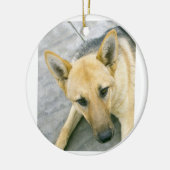 duits-herderzwart en crème keramisch ornament (Links)