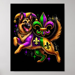 Duits Hondenliefhebber Shepherd Cute Mardi Gras Ca Poster