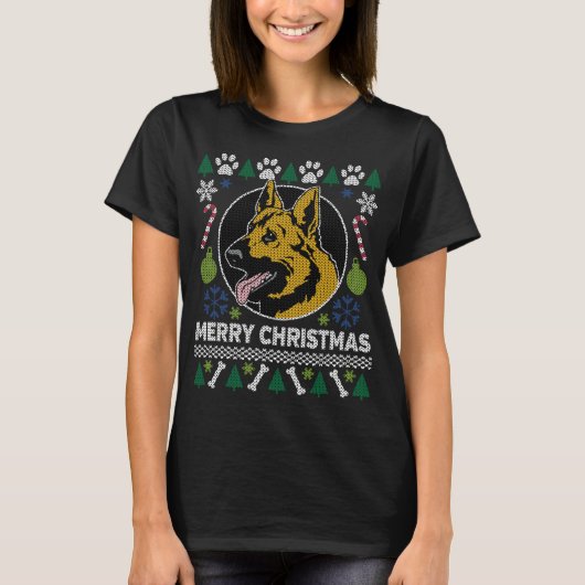 Duits Hondenras Shepherd Oegly met kerst T-shirt (Voorkant)