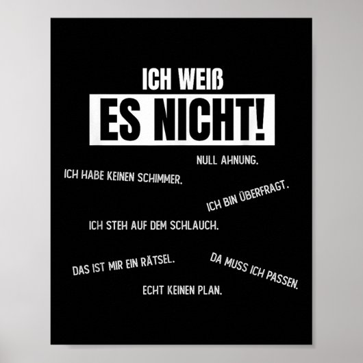 Duits _ _ Ich Weiß Es Nicht Poster (Voorkant)