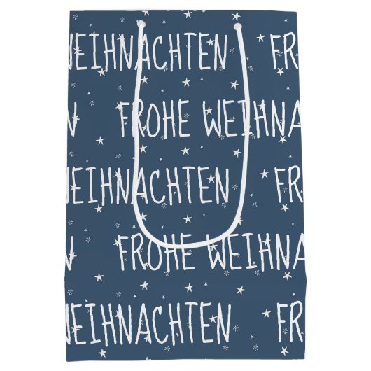 Duits kerst met vrolijkheid op sneeuwvlokken medium cadeauzakje (Achterkant)