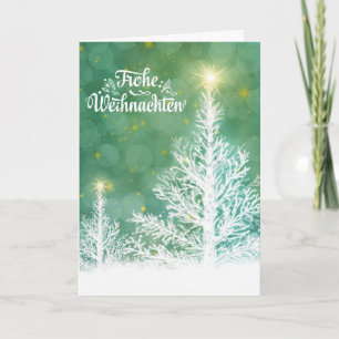 Duits Kerstfeest Frohe Weihnachten Witte Dennen Feestdagen Kaart