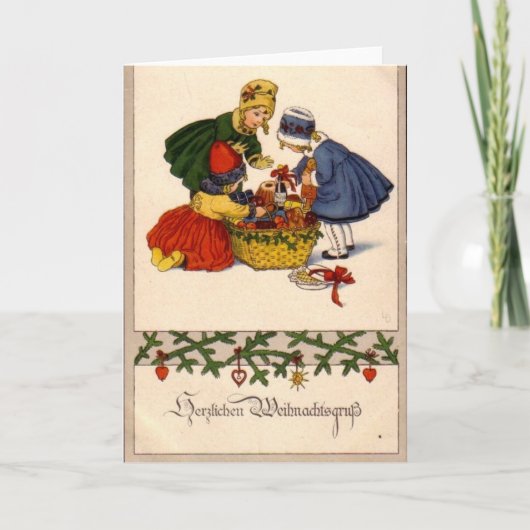 Duits, Kerstmis, Xmas, Hartelijke Groeten, Feestdagen Kaart (Voorkant)