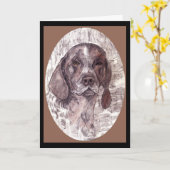 Duits kort haar pointer Wenskaart Kaart (Gele Bloem)