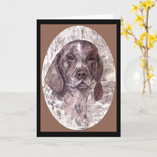 Duits kort haar pointer Wenskaart Kaart (Gele Bloem)