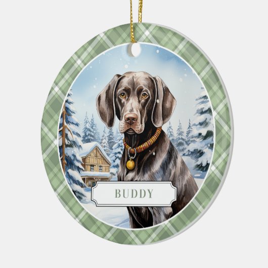 Duits kortharig pointer keramische cirkel Ornament (Links)