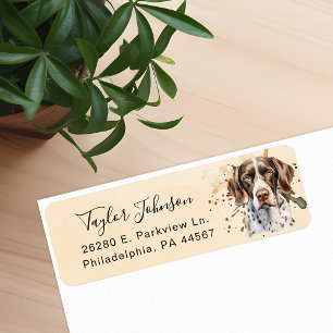 Duits kortharig pointer retouradreslabel etiket