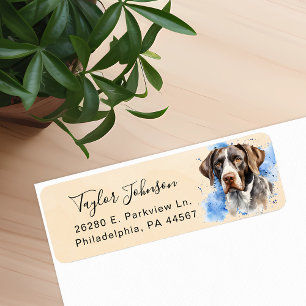 Duits kortharig pointer retouradreslabel etiket
