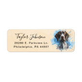Duits kortharig pointer retouradreslabel etiket (Voorkant)