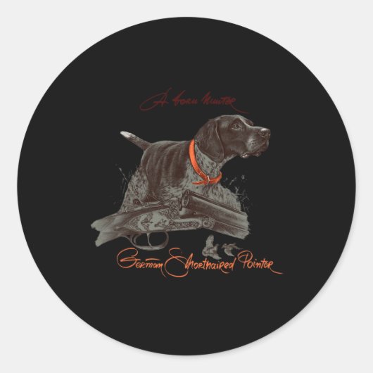 Duits kortharig Shirt. Born Hunter Ronde Sticker (Voorkant)