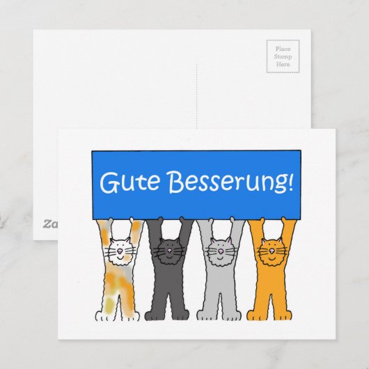 Duits krijgen snel goed Cartoon katten. Briefkaart (Voorkant / Achterkant)