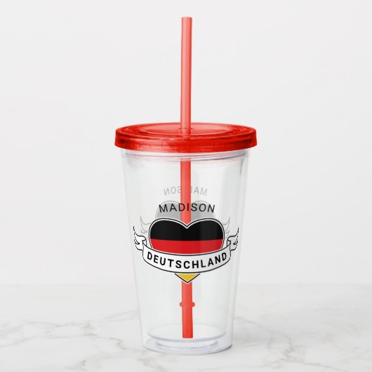 Duits Liefde aangepaste naam tumblers Acryl Drinkbeker (Voorkant)