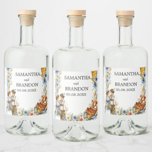 Duits Oktoberfest Beierse Bloemige Bier Likeurfles Etiket