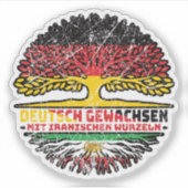 Duits opgekweekt, Iraanse wortels – Leeuw en Zon Sticker (Voorkant)