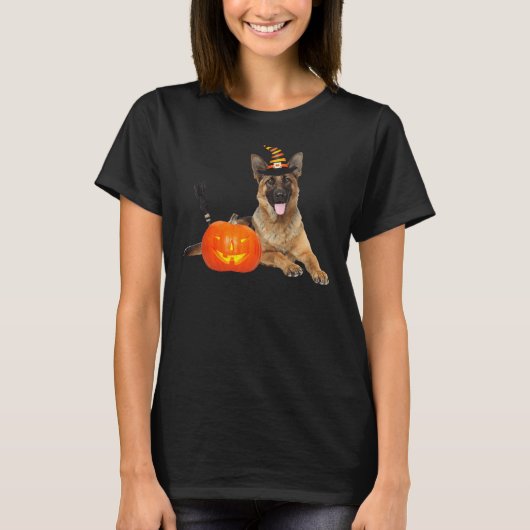 Duits Pet Halloween Dog Costume Shepherd Witch T-shirt (Voorkant)